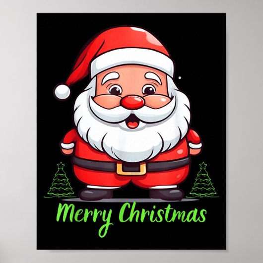 サンタクロースの面白い顔 メリークリスマス レトロGIF ポスター (正面)