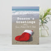 サンタクロースの靴下の美しいビーチ シーズンカード (スタンド正面)