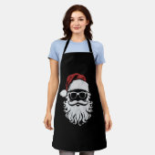 サンタクロースの顔のサングラス 帽子 ひげ クリスマス エプロン (着用した状態)