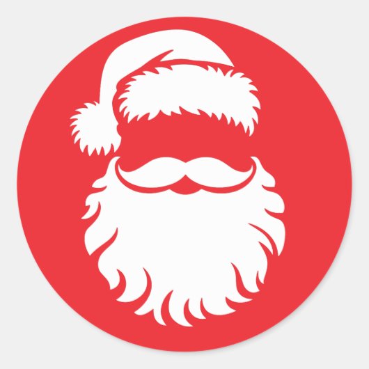 サンタクロースの顔の帽子 クリスマス ラウンドシール (正面)