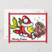 サンタクロースの魚 – おもしろいかわいいクリスマスポストカード シーズンポストカード (正面/裏面)