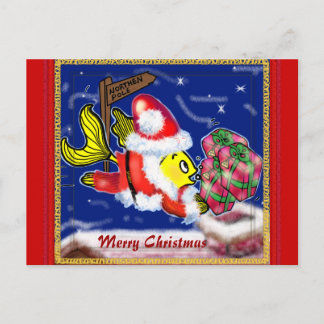 サンタクロースの魚 – おもしろいかわいいクリスマス漫画 シーズンポストカード