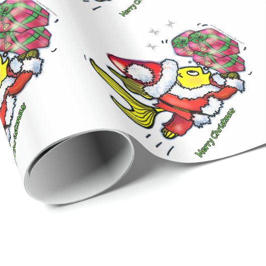 サンタクロースの魚-おもしろいでかわいいおもしろいのクリスマスのギフト ラッピングペーパー (ロールコーナー)