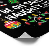サンタクロースのNaugに行きそうな家族のクリスマス ポスター (角)