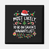 サンタクロースのNaugに行きそうな家族のクリスマス マグネット (正面)