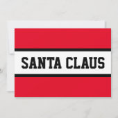 サンタクロースはっきりしたスポーティレッド白黒ストライプズ シーズンカード (正面)