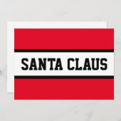 サンタクロースはっきりしたスポーティレッド白黒ストライプズ シーズンカード (正面/裏面)