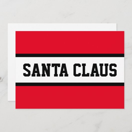 サンタクロースはっきりしたスポーティレッド白黒ストライプズ シーズンカード (正面/裏面)
