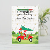 サンタクロースはクリスマスの荷積みをゴルフで行っている シーズンカード (スタンド正面)