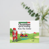 サンタクロースはクリスマスの荷積みをゴルフで行っている シーズンポストカード (スタンド正面)