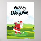 サンタクロースはクリスマス休暇でゴルフをしている ポスター (正面)