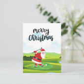 サンタクロースはクリスマス休暇でゴルフをしている ポストカード (スタンド正面)