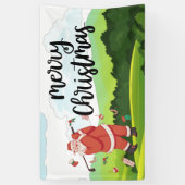 サンタクロースはクリスマス休暇でゴルフをしている 横断幕 (縦)