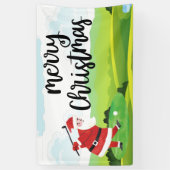 サンタクロースはクリスマス休暇でゴルフをしている 横断幕 (縦)