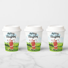 サンタクロースはクリスマス休暇でゴルフをしている 紙コップ