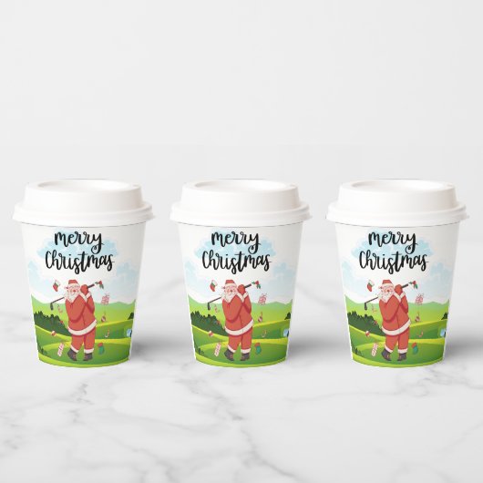 サンタクロースはクリスマス休暇でゴルフをしている 紙コップ (複数)