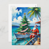 サンタクロースはクリスマス休暇に釣りを楽しむ シーズンポストカード