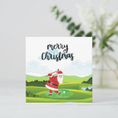 サンタクロースはクリスマス休暇Pでゴルフをしている カード (スタンド正面)
