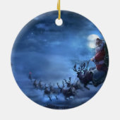 サンタクロースはトナカイそりに乗る セラミックオーナメント (裏面)