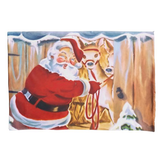 サンタクロースはトナカイを連れてくる 枕カバー (正面)