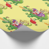 サンタクロースはドラゴンのための彼のトナカイを変えました ラッピングペーパー (角)