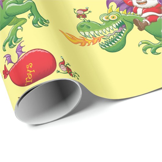 サンタクロースはドラゴンのための彼のトナカイを変えました ラッピングペーパー (ロールコーナー)