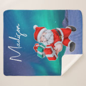 サンタクロースはノーザンライツクリスマスに向かう シェルパブランケット (正面(横))