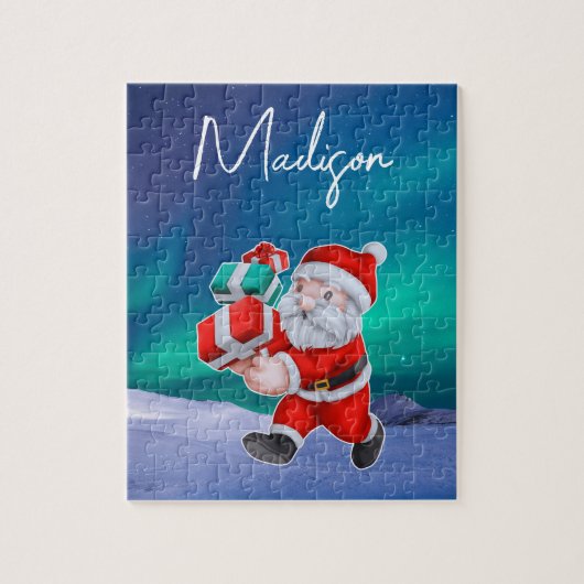 サンタクロースはノーザンライツクリスマスに向かう ジグソーパズル (縦)