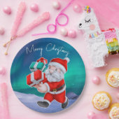 サンタクロースはノーザンライツクリスマスに向かう ペーパープレート (パーティー)