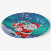 サンタクロースはノーザンライツクリスマスに向かう ペーパープレート (アングル)