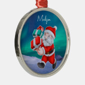 サンタクロースはノーザンライツクリスマスに向かう メタルオーナメント (右)
