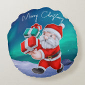 サンタクロースはノーザンライツクリスマスに向かう ラウンドクッション (裏面)
