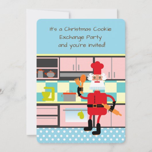 サンタクロースはベーキングクリスマスクッキー 招待状 (正面)
