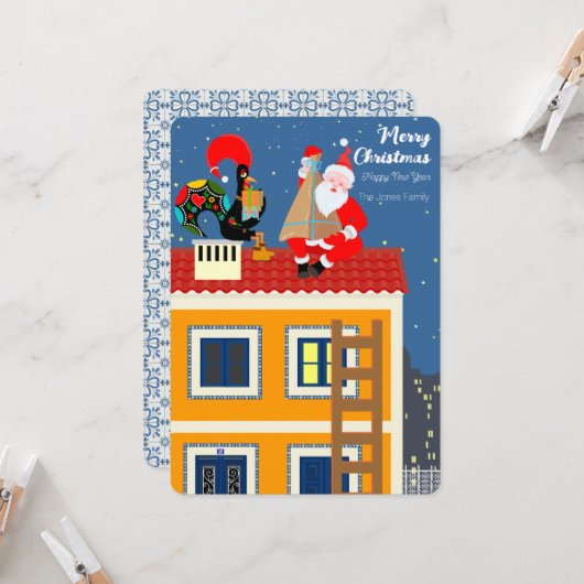 サンタクロースはポルトガルの雄鶏と出会う カード (正面/裏面インサイチュ)