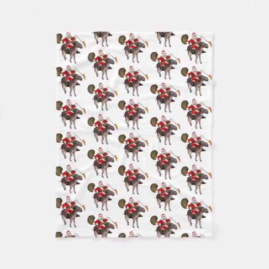 サンタクロースはロバを愛する フリースブランケット (正面)