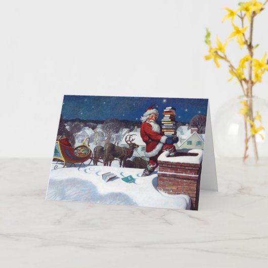 サンタクロースはワシントンDCから大量の本を配達していた。 カード (黄色い花)