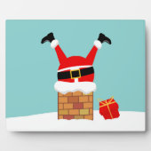 サンタクロースは屋根の煙突に突き刺さった フォトプラーク (正面)