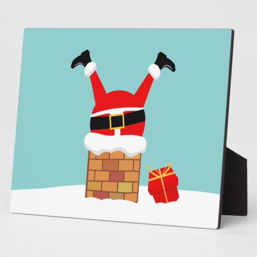 サンタクロースは屋根の煙突に突き刺さった フォトプラーク (側面)