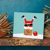 サンタクロースは屋根の煙突に突き刺さった フォトプラーク (側面)