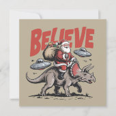 サンタクロースは恐竜がクリスマスを信じている トリケラトプス シーズンカード (正面)