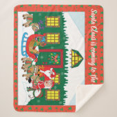 「サンタクロースは来の」ブランケット/中をパーソナライズ シェルパブランケット (正面)