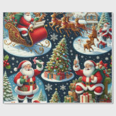サンタクロースは様々な楽しい活動の中で描かれた ラッピングペーパー (フラット)
