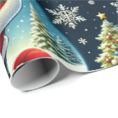 サンタクロースは様々な楽しい活動の中で描かれた ラッピングペーパー (ロールコーナー)