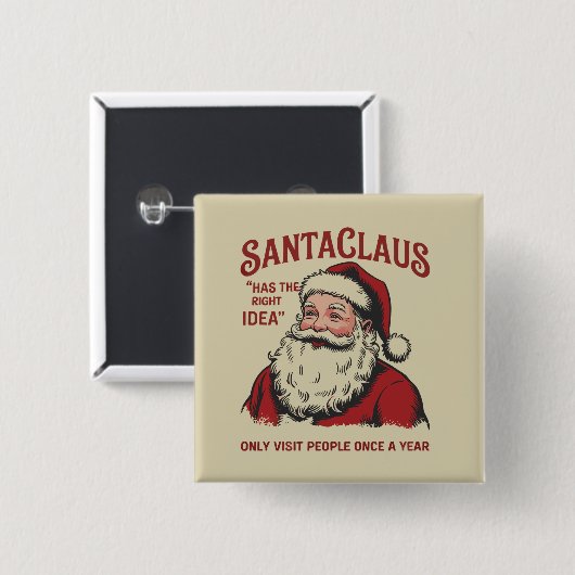 サンタクロースは正しい考えを持っている 面白いクリスマス 缶バッジ (正面&裏面)