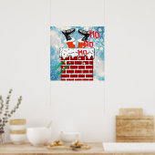 サンタクロースは煙突に突き刺さった ポスター (キッチン)