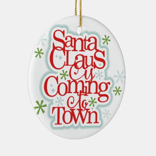 サンタクロースは町のクリスマスに来ています セラミックオーナメント (右)