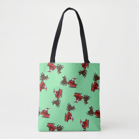 サンタクロースは緑色に滑る トートバッグ (正面)