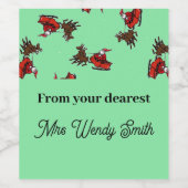 サンタクロースは緑色に滑る ワインラベル (シングルラベル)