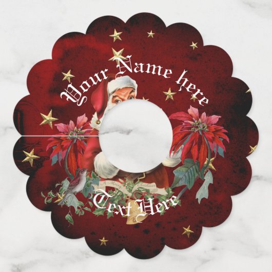 サンタクロースは聖降誕祭お目出度う ワイングラスタグ (正面)