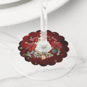 サンタクロースは聖降誕祭お目出度う ワイングラスタグ (クローズアップ)